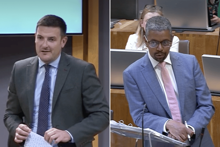 James Evans MS and First Minister Vaughan Gething in the Senedd this week