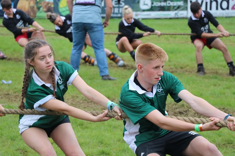 Ruby Herdman competing in the tug of war