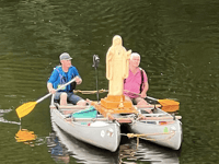 Virgin Mary sculpture to return to river in pollution protest
