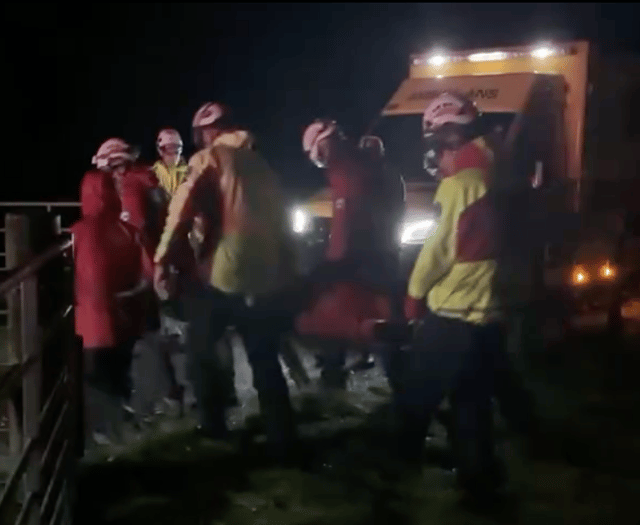 Rescue team assists fallen horse rider