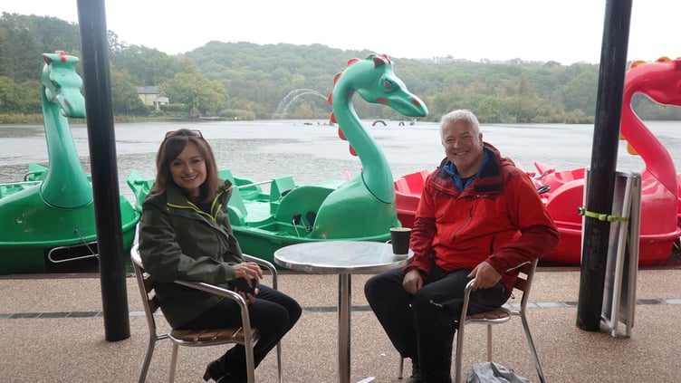 Derek with Sue Charles at Llandrindod Lake