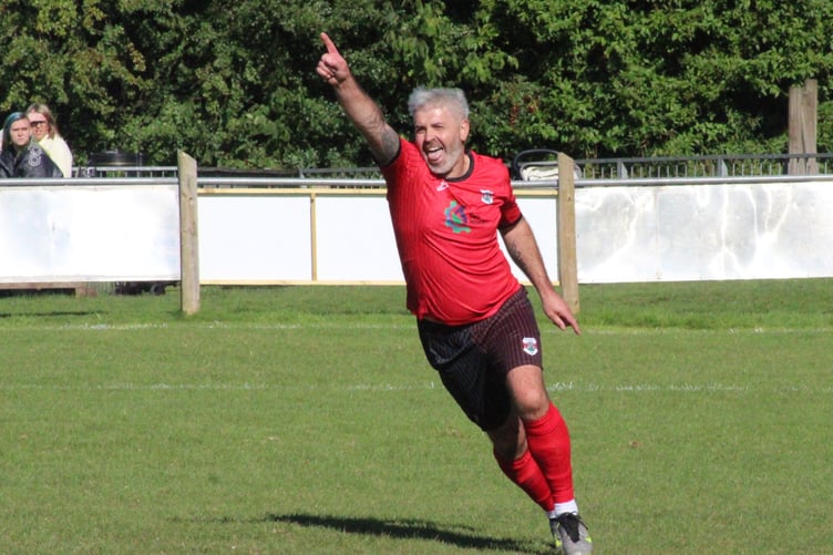 Gavin Perry celebrates after sweeping in a second-half strike