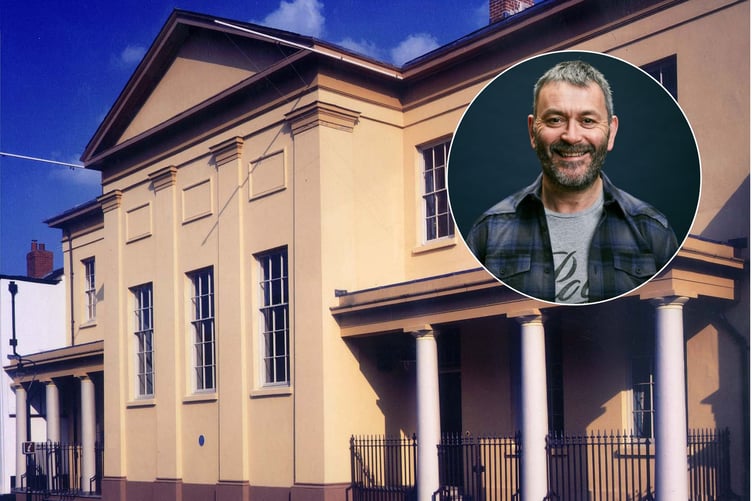 The Judge’s Lodging museum in Presteigne. Inset is comedian and presenter, Tudur Owen