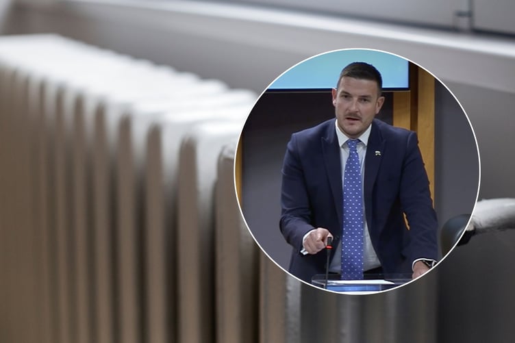 James Evans MS speaking at the Senedd, where he warned that cutting winter fuel payments could put rural Welsh pensioners at risk of fuel poverty this winter