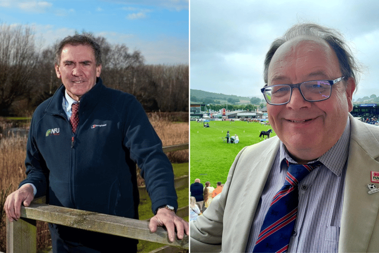Left is NFU Cymru President, Aled Jones and right is FUW Deputy President, Dai Miles