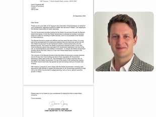Health spending cuts response to David Chadwick MP from Government