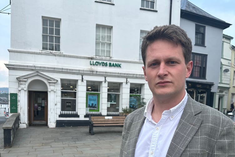 David Chadwick outside Brecon's branch of Lloyds