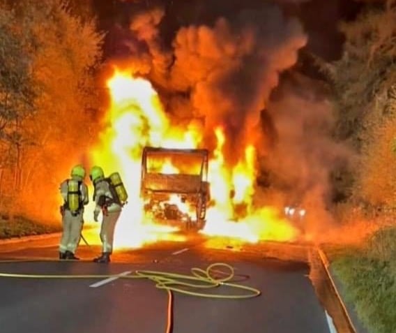 Brecon Fire Station posted this photo of the blaze being tackled in the early hours of yesterday morning