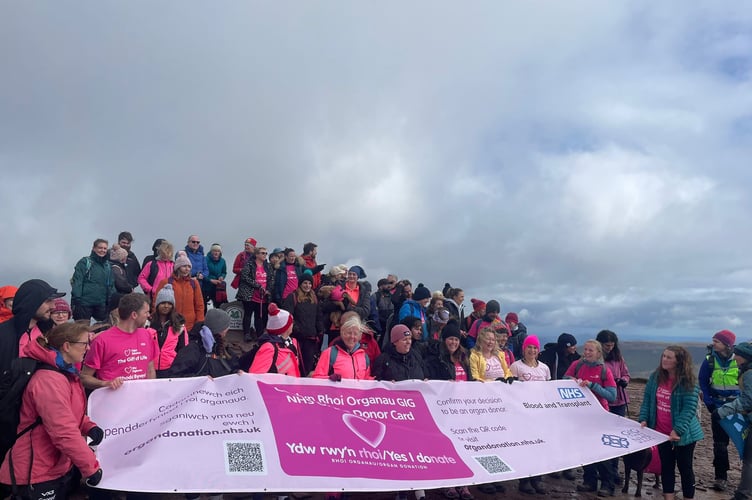 The walking group at the peak of Pen y Fan