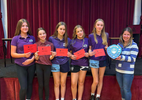 Seren, Ruby, Celyn, Ruth, Maddie with the judge Leanne.