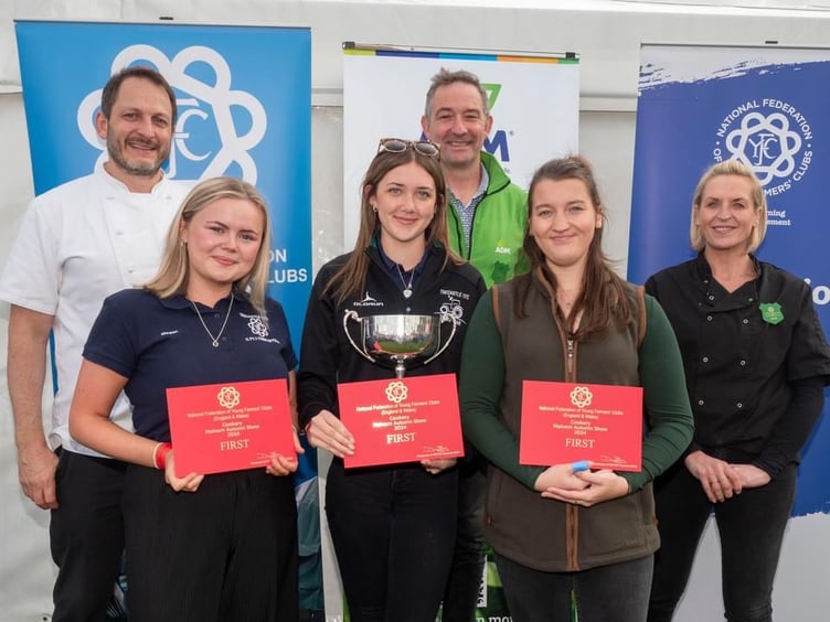 The winning team from Trecastle YFC of Isobel, Megan and Alys