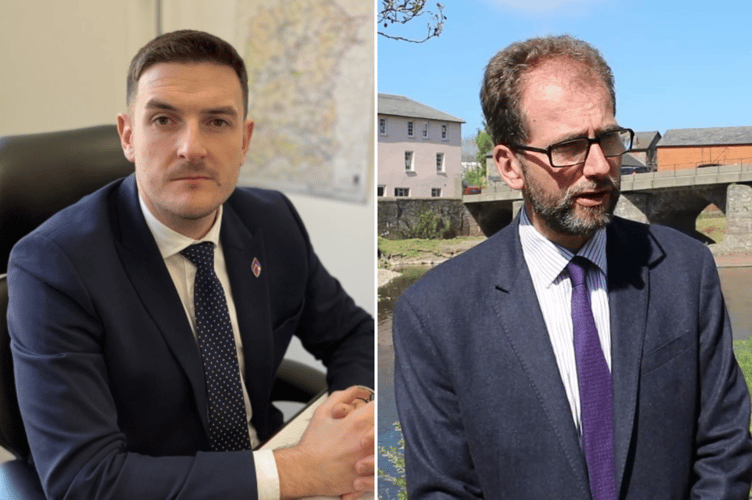 Left is MS for Brecon and Radnorshire, James Evans and right is Leader of Powys Council Council, Cllr James-Gibson Watt