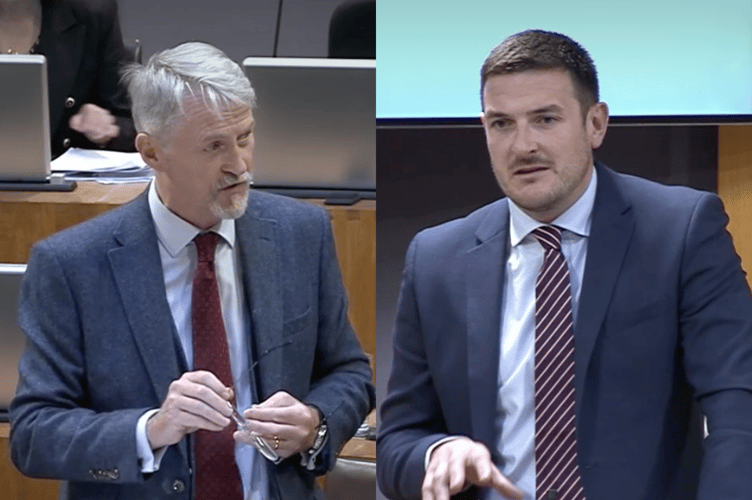 Left is Rural Affairs Secretary, Huw Irranca-Davies MS and right is MS for Brecon and Radnorshire, James Evans - pictured last week in the Senedd