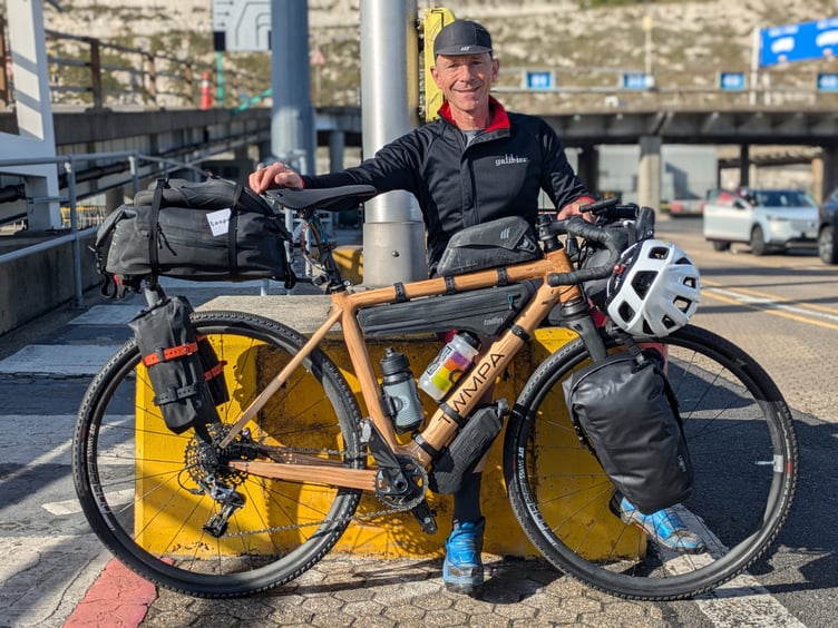 Andy Dix of Twmpa Cycles on the dock at Dover