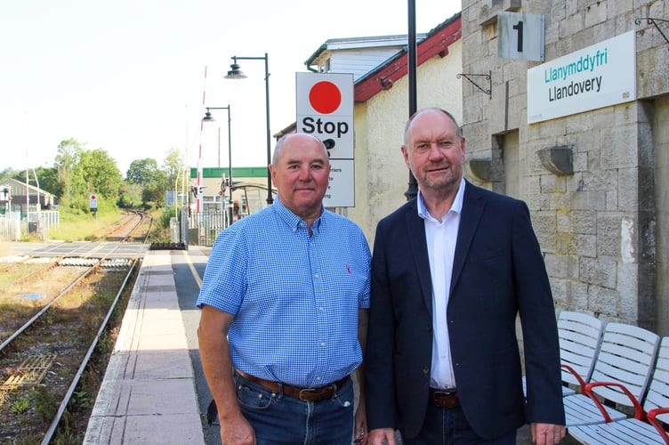 Cllr Handel Davies (Llandovery) with MS for Mid & West Wales, Cefn Campbell