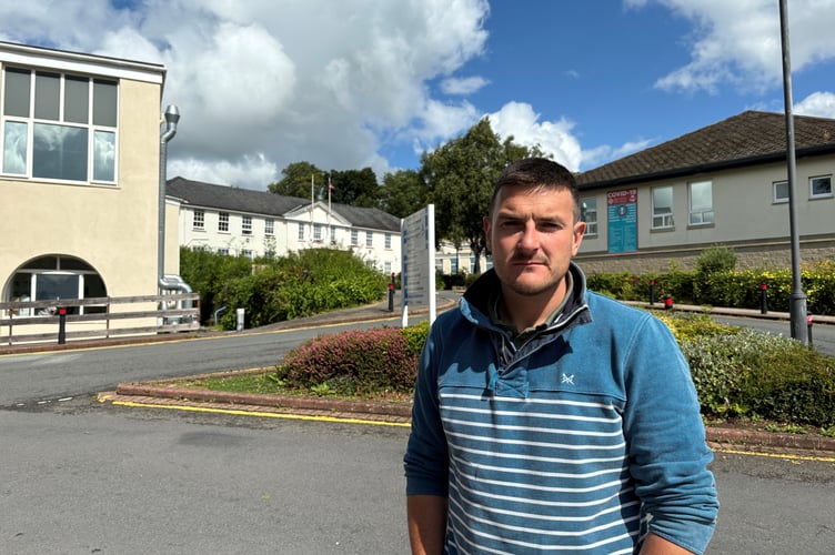 James Evans MS outside Brecon War Memorial Hospital