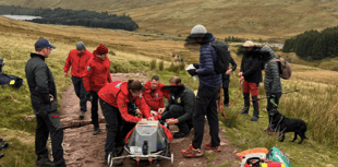 Rescue teams assist fallen Pen y Fan walker
