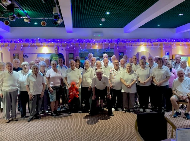 The bowlers pictured at the Derwent Hotel in Torquay