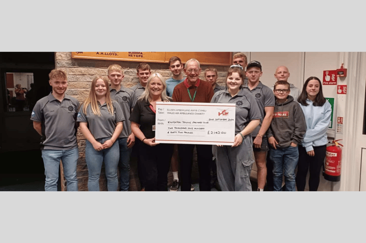 Knighton YFC representatives with their donation to Wales Air Ambulance