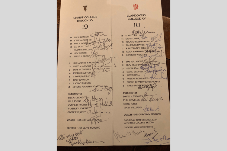 A signed team sheet