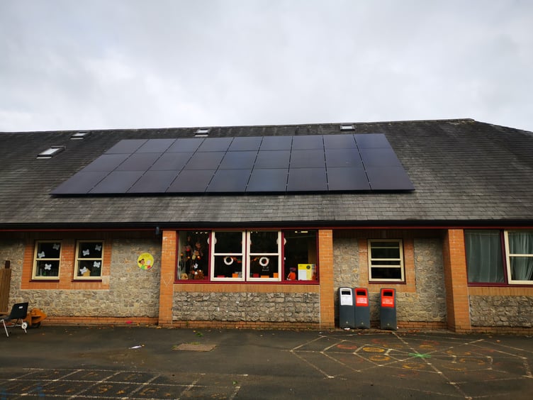 The solar panels installed at Ysgol Dolafon in Llanwrtyd Wells.