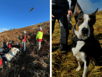 Dog and owner help notify rescue team of unwell walker