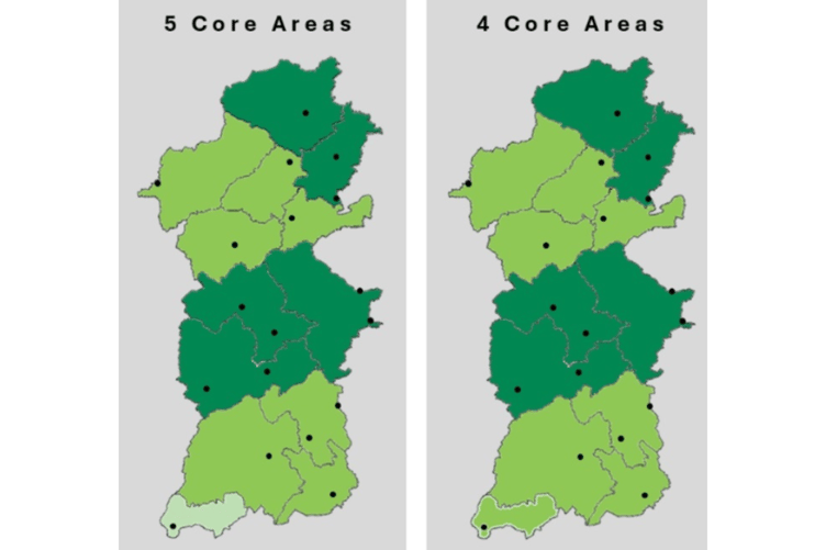 Powys County Council core areas now include Ystradgynlais in the southern tip of the county