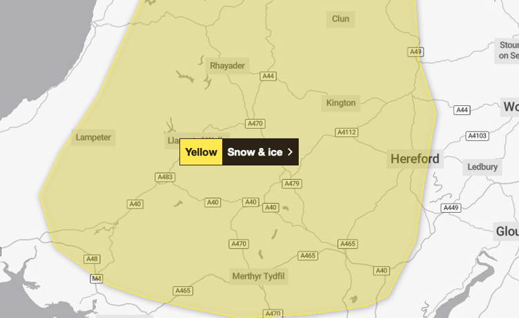 New weather warning - snow and ice