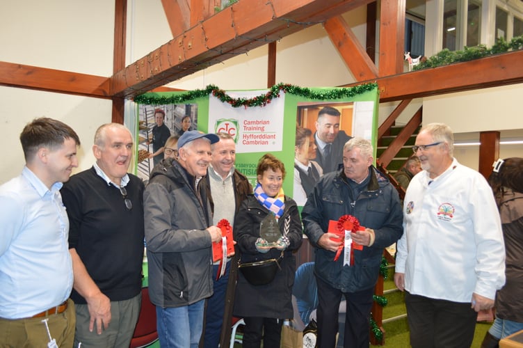 Taste Test joint winners, Arthur Davies (South Wales Mountain) and I.T. Davies (Clun Forest) with the judges