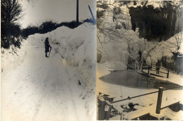 The winter of 1982-83. Left is near Talgarth and right is Pwll y Wrach waterfall