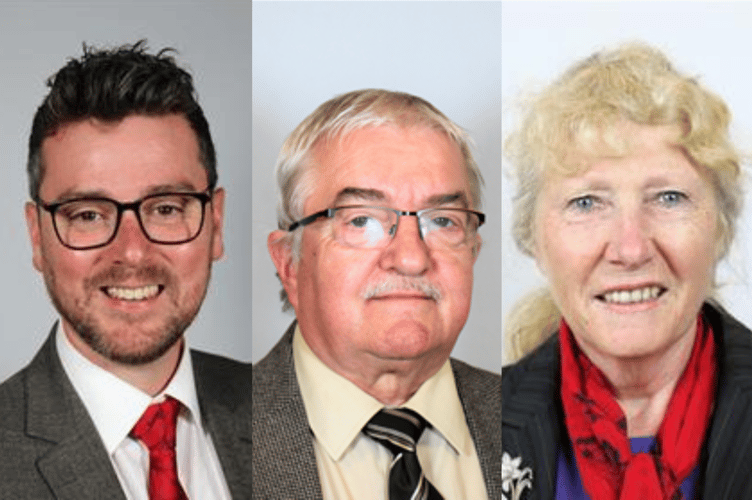 Left to right: Cllr Matthew Dorrance, Cllr David Thomas, and Cllr Sandra Davies,