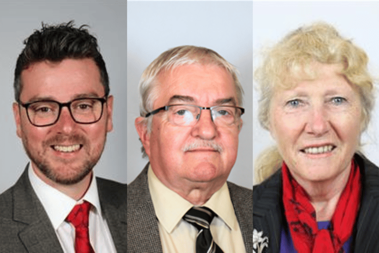 Left to right: Cllr Matthew Dorrance, Cllr David Thomas, and Cllr Sandra Davies,