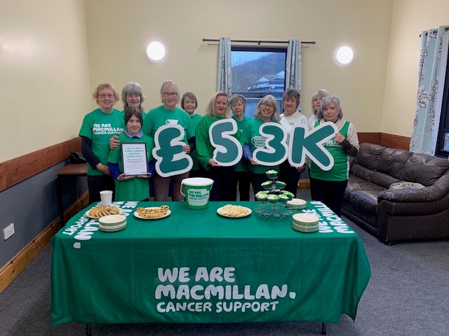 Marian and Bronwyn Lally, with friends and family members and coffee morning helpers