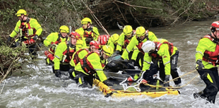 Rhayader fire crew rescue Nicky the donkey from river
