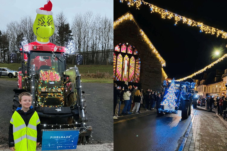 Tractors and 4x4s lit up the night during Pontfaen YFC's annual charity run