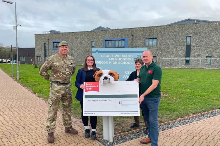  The Army Benevolent Fund have thanked students at Brecon high school for raising funds. 