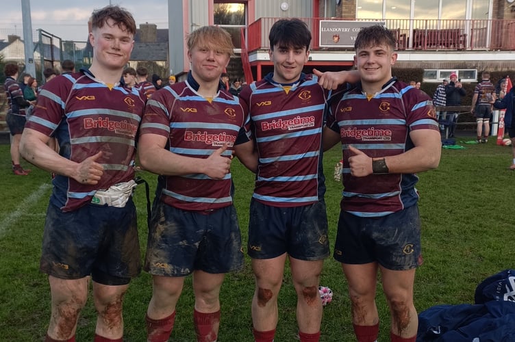The Christ College quartet that played for Crawshays against Llandovery College. Left to right: Tom Lowry, Oscar Last, Dan Palin and Rhys Conquer