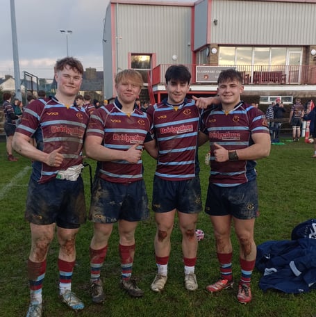 The Christ College quartet that played for Crawshays against Llandovery College. Left to right: Tom Lowry, Oscar Last, Dan Palin and Rhys Conquer