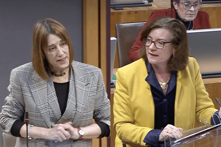 Jane Dodds (left) questions Eluned Morgan (right) on the impact of inheritance tax changes on family farms