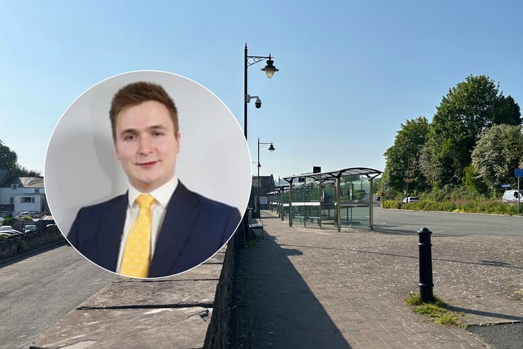 Cllr Raiff Devlin has raised concerns over the affordability of bus route plans, with Brecon Bus Station behind