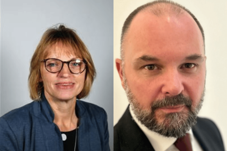 Left is Cllr Angela Davies and right Dr Dr Richard Jones - Powys County Council director of education