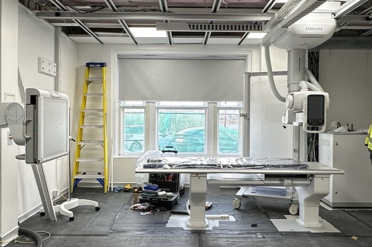 The new equipment being installed at Llandrindod Wells Memorial Hospital