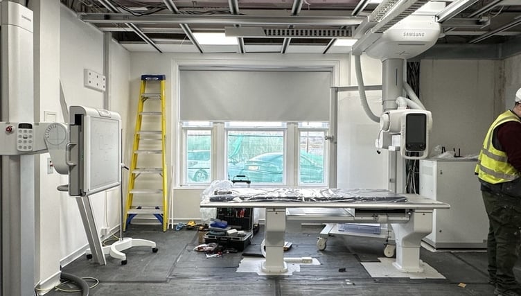 The new equipment being installed at Llandrindod Wells Memorial Hospital