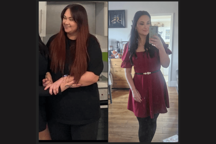 Whitley Lloyd, 33, from Libanus, has won an award at Brecon's Slimming World group after losing four stone