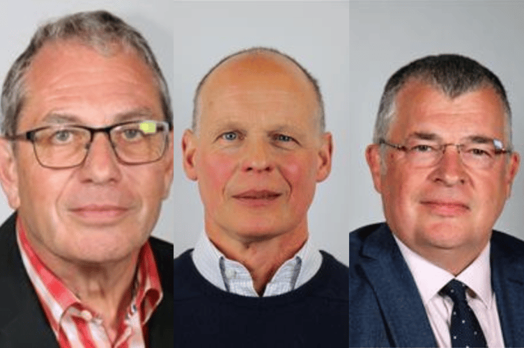 Conservative councillors Pete Lewington (left), Jonathan Wilkinson (middle), and Iain McIntosh (right)