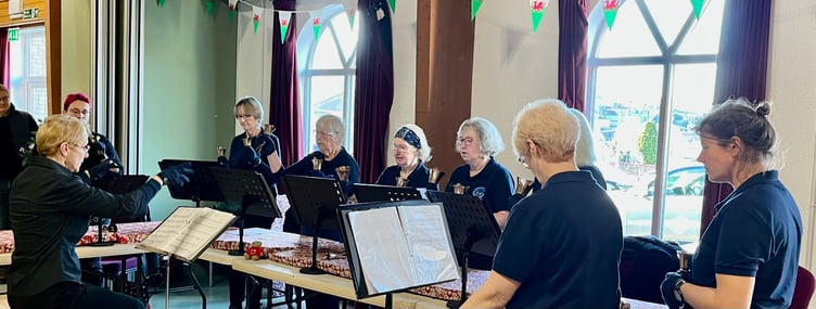 Photo of Knighton Handbell Ringers in action.