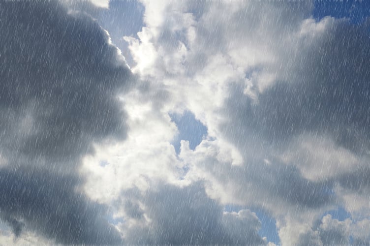 cloudy rainy summer blue sky and sunlight background