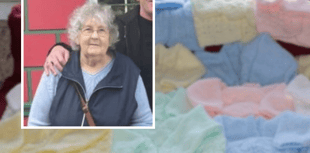 Iris, 85, reaches knitting milestone for great cause
