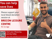 Give blood at Brecon Leisure Centre next month