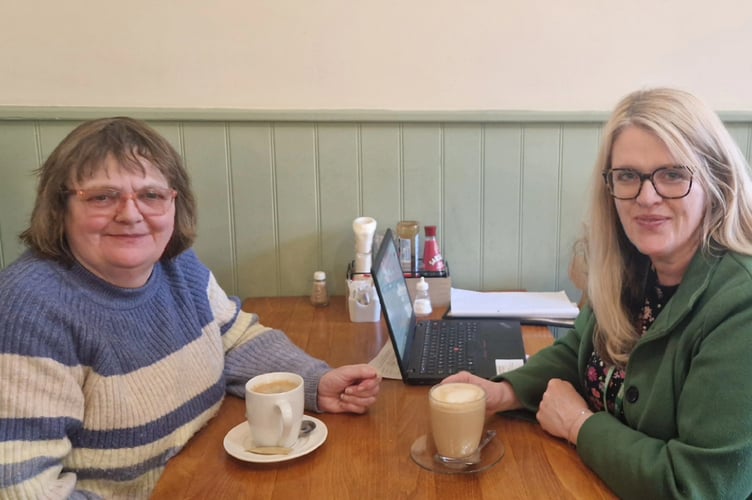 Yvonne Bowkett (left) from Painscastle with Money Advice and Support Officer Ruth Mills.